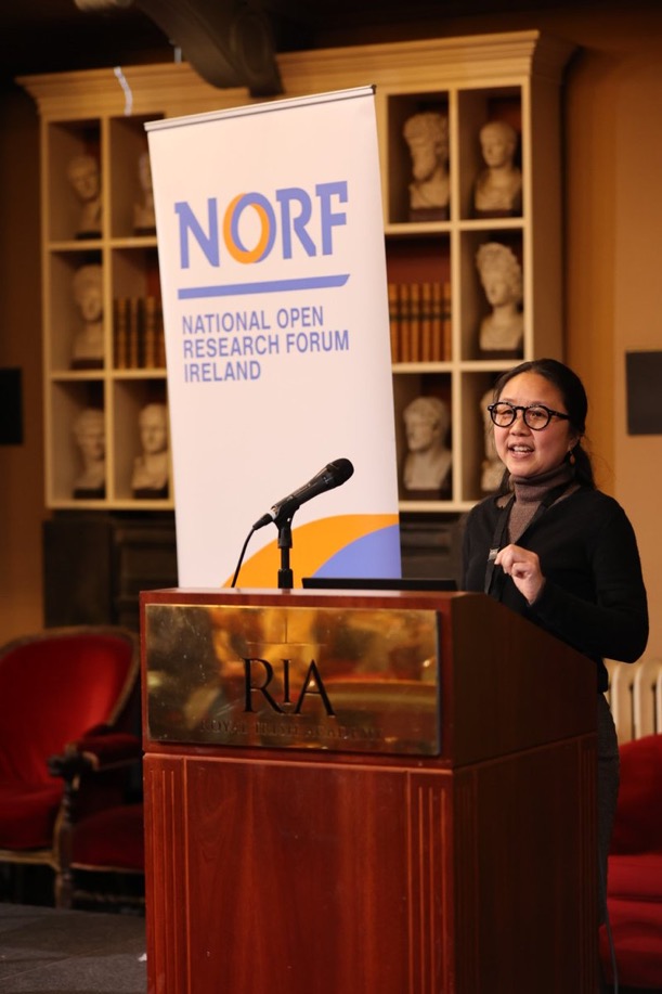 Dr Lai Ma presenting at the National Open Research Festival 2023 at the Royal Irish Academy