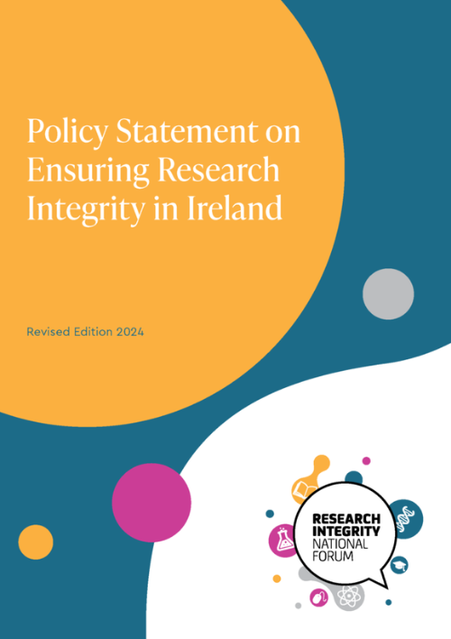 Report cover which includes the text 'Policy Statement on Ensuring Research Integrity in Ireland' and 'Revised Edition 2024' with the National Research Integrity Forum logo in the bottom right corner.