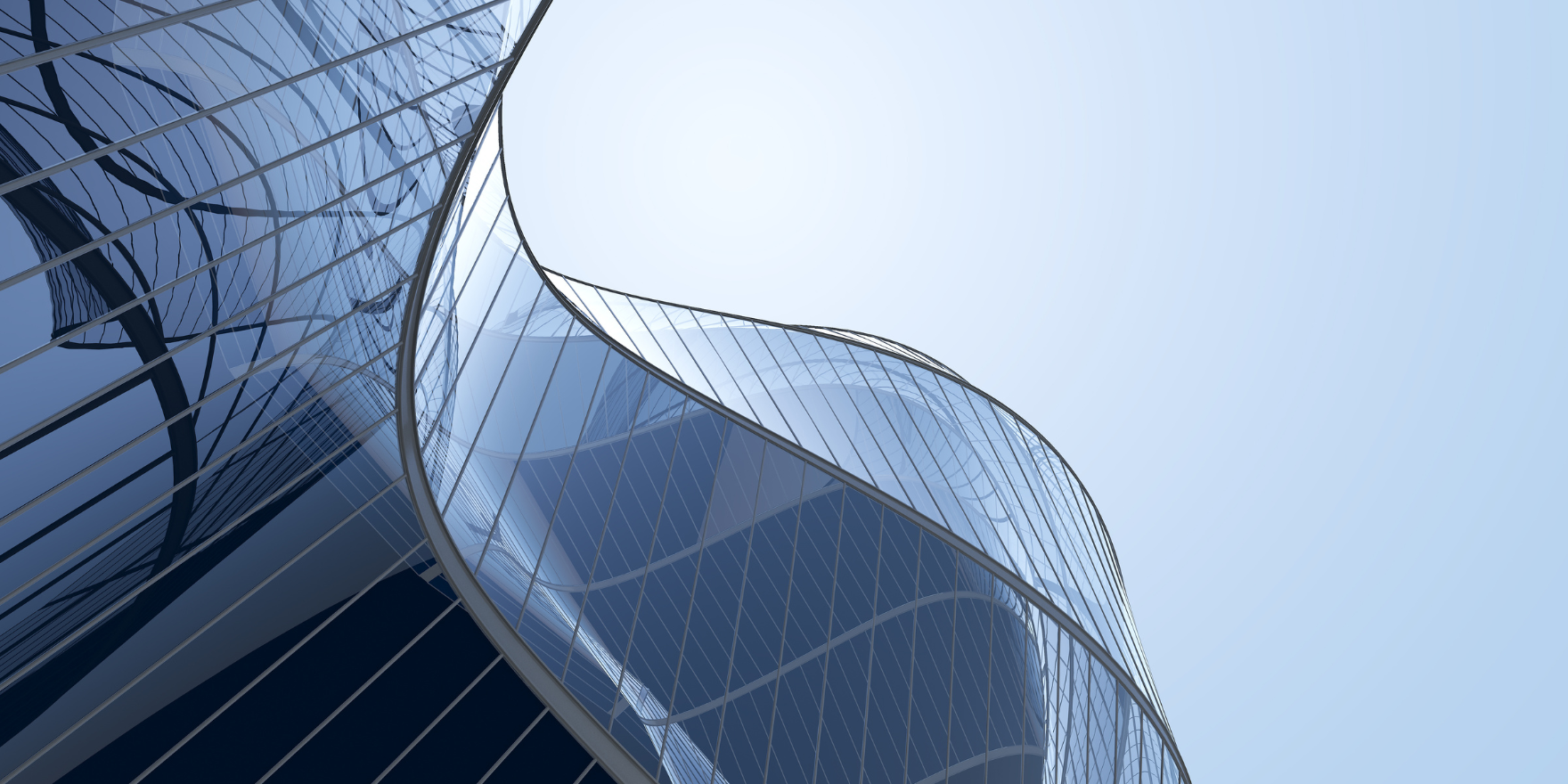 Curved glass building