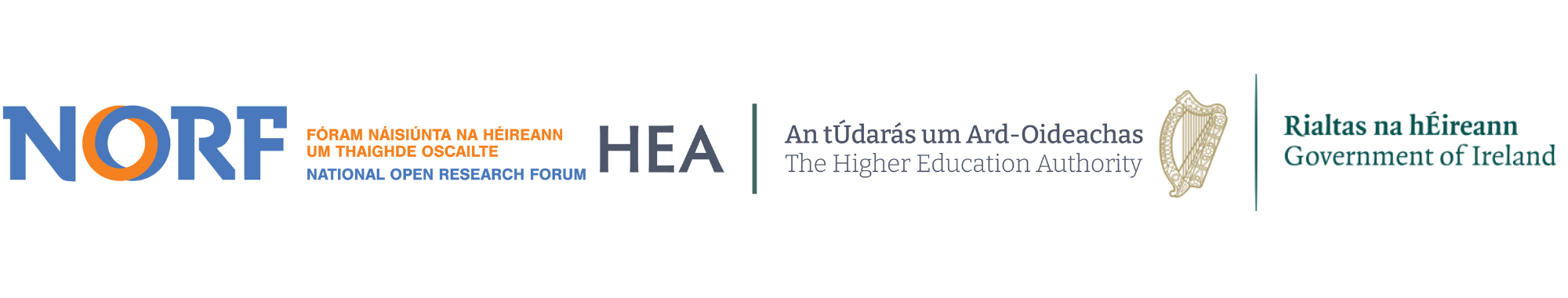 New NORF funding logos Three logos from the National Open Research Forum, the Higher Education Authority and the Government of Ireland